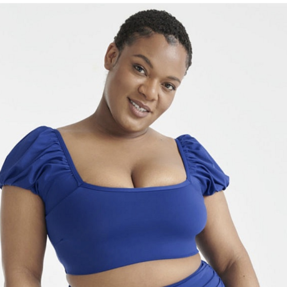 Knix Puffy Sleeve Bikini Top (size Large)